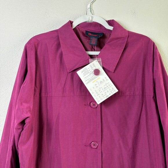 Denim & Co Microfiber 3/4 Length Coat Size 2X Purple Button Front A65636 NWT - Picture 2 of 12